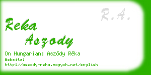reka aszody business card